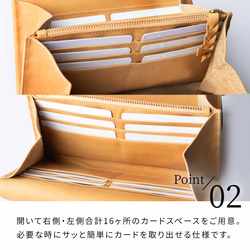 【10%off タイムセール】お財布ポシェット ポーチ カード16枚  本革 長財布 レディース ネイビー HAW013 10枚目の画像