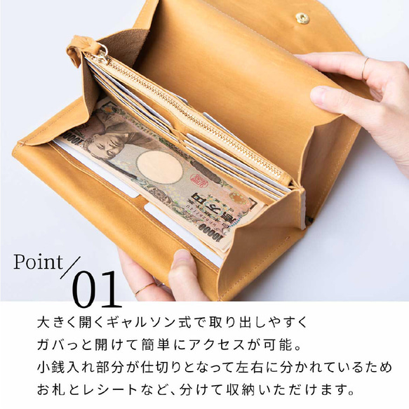 【10%off タイムセール】お財布ポシェット ポーチ カード16枚  本革 長財布 レディース ネイビー HAW013 9枚目の画像