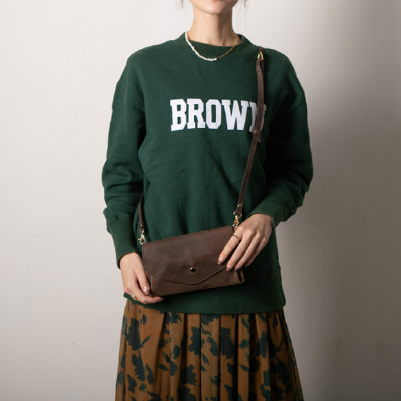 Wallet shoulder bag／お財布バッグ／ブラウン×デニムリメイク Wallet shoulder bag／お財布バッグ／ブラウン×デニムリメイク