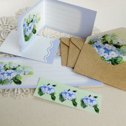 額紫陽花のクラフトミニ封筒＆メッセージカード 2枚目の画像