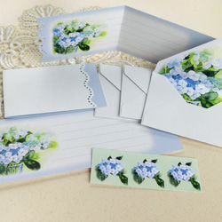 額紫陽花のミニ封筒＆メッセージカード（内模様） 2枚目の画像