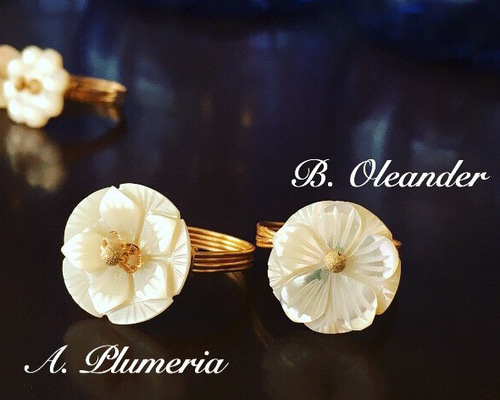 ✨14kgf ホワイトシェルのフラワーリング 指輪・リング Rao-K