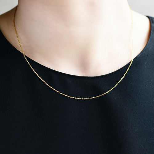 14kgf ネックレス】華奢見せ チェーン ゴールド 1mm幅 スキン