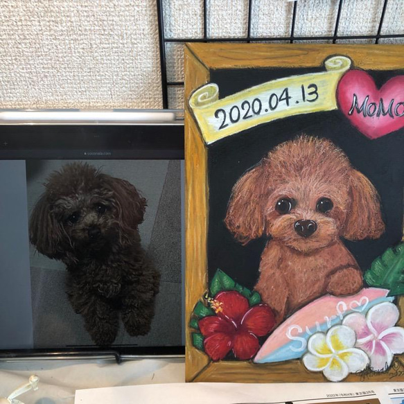 【簡単オーダー】ギフトもOK♥A3判うちの子ペット似顔絵チョークアート 12枚目の画像