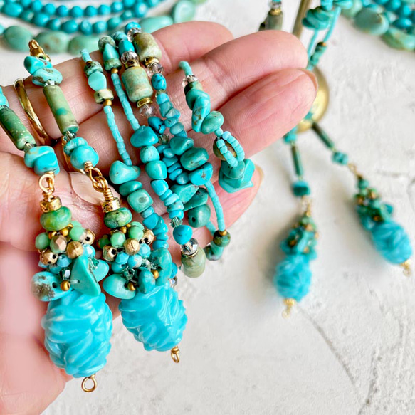 ターコイズ ロングネックレス ターコイズカラーロングネックレス