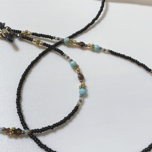 ♪❤️ ガラスビーズ ターコイズ色 マスクチェーン メガネチェーン