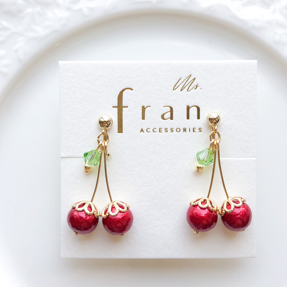 人気】サクランボのイヤリング【ピアス/イヤリング】チェリー 再販×300