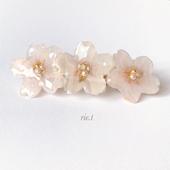 再販7【rie.t】本物の桜 お花見バレッタ 7枚目の画像
