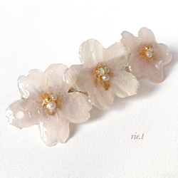 再販7【rie.t】本物の桜 お花見バレッタ 1枚目の画像