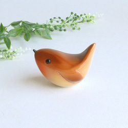 コマドリ (★台付き)  robin / wooden bird 2枚目の画像