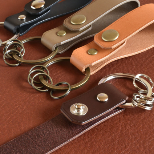 ブラウンレザーキーホルダー シルバー金具付き 本革 キーホルダー key ring キーリング baobab l.c 通販 5788056
