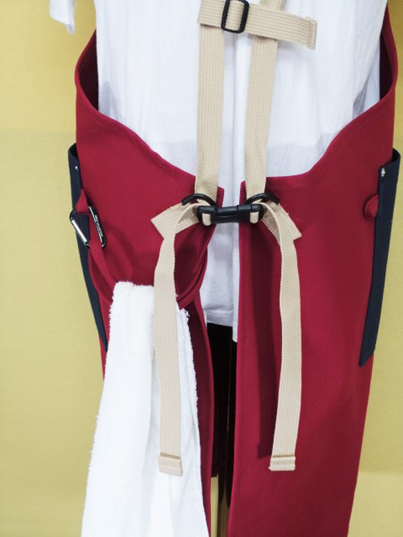 ８号帆布サロペットエプロン　ＳＭサイズ　(赤ワイン×紺）丈夫なエプロン　男女兼用です。 8枚目の画像
