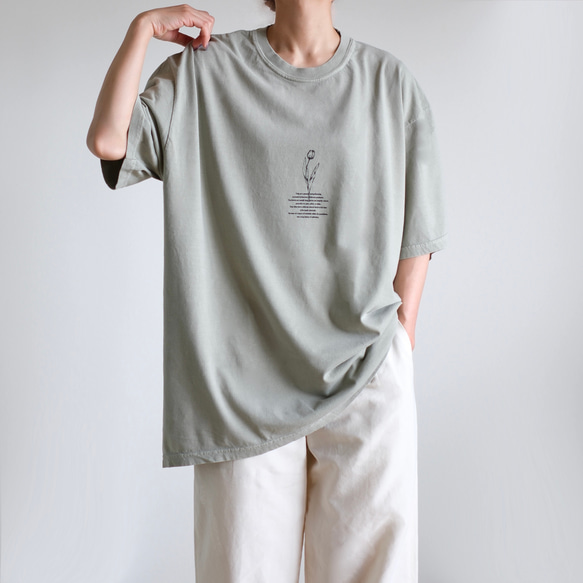 ヴィンテージライク オーバーシルエット半袖Tシャツ / TULIP / サンドカーキ 2枚目の画像