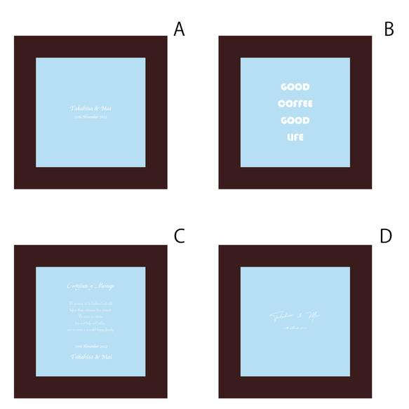 コーヒービーンズセレモニー　フレーム　結婚証明書　Msize to and 生豆 浅煎り We