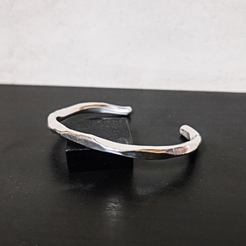 純銀鎚目バングル極太 シルバー ブレスレット バングル 太い 大きい 夏