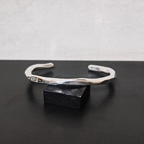 純銀鎚目バングル極太 シルバー ブレスレット バングル 太い 大きい 夏