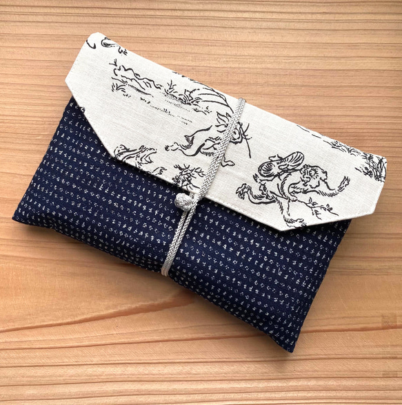 御朱印帳ケース/御朱印帳入れ 鳥獣戯画 紺 その他ケース 白露