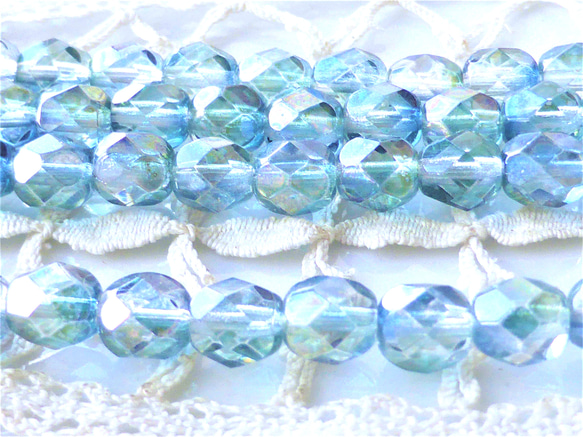 FP 霞青緑　チェコビーズCzech Glass Beads１０個 1枚目の画像