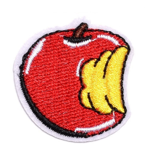 2枚 りんご 果物 ワッペン 林檎 入園 入学 アップリケ 刺繍 アイロン接着 アイロンワッペン 1枚目の画像