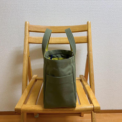 “Pocket Tote”水平尺寸“Olive x Hiwa Green”/帆布手提包/倉敷帆布 No.8 [定做] 第3張的照片