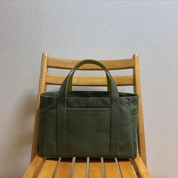 “Pocket Tote”水平尺寸“Olive x Hiwa Green”/帆布手提包/倉敷帆布 No.8 [定做] 第1張的照片