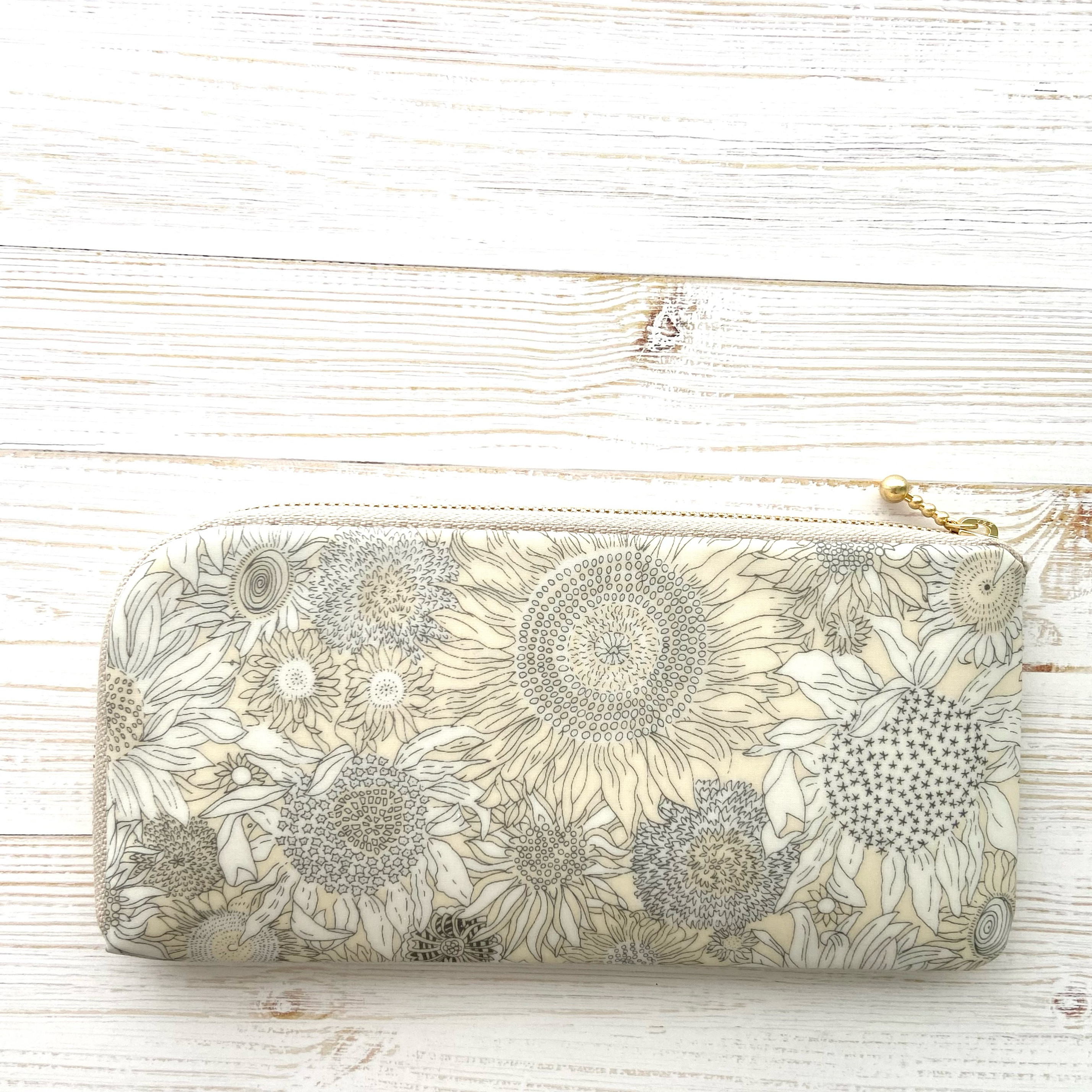 ＊ラミネート＊ L字ファスナー長財布  スモール・サス サンシャインイエロー リバティプリント使用