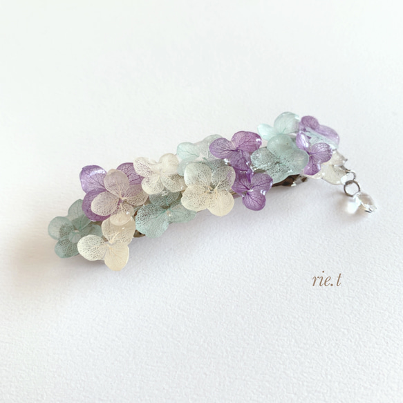再販17【rie.t】本物の紫陽花 バレッタ 1枚目の画像