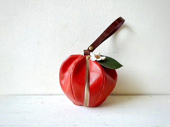 鑑定済み！】エルメス 巾着 ポーチ レザー レッド 小物入れ ミニポーチ