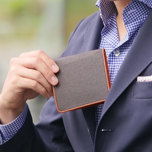 【壺渋×イタリアンレザー】柿渋染「二つ折り財布 BOX型小銭入れ付き」 KSV-009_k KSV