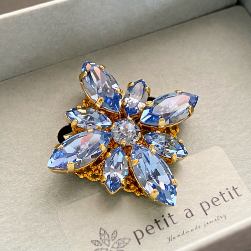 スワロフスキー®︎ ヘアゴムorポニーフック clématite【グリーン