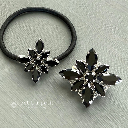 スワロフスキー®︎ ヘアゴムorポニーフック clématite【グリーン