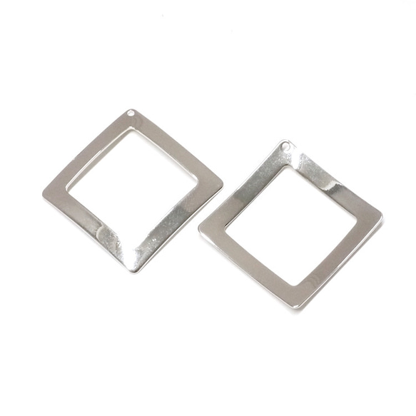 再販【2個入り】約34mm正方形シルバーチャーム 2枚目の画像