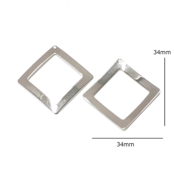 再販【2個入り】約34mm正方形シルバーチャーム 5枚目の画像