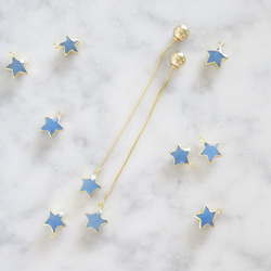 送料無料14kgf Blue Chalcedony STAR american pierced earrings 2枚目の画像