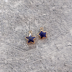 免運費14kgf Lapis lazuli STAR american pierced earrings 第3張的照片