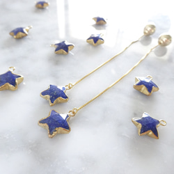 14kgf Lapis lazuli STAR american pierced earrings 1枚目の画像