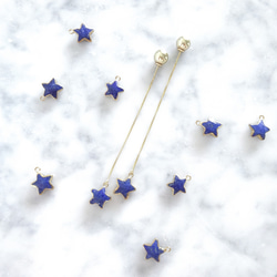 14kgf Lapis lazuli STAR american pierced earrings 2枚目の画像