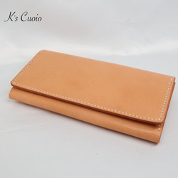 ヌメ革 横長通帳ケース（オレンジ&ナチュラル）【送料無料】 12枚目の画像