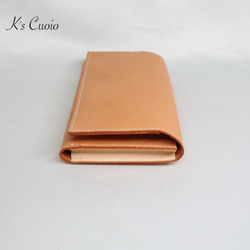 ヌメ革 横長通帳ケース（オレンジ&ナチュラル）【送料無料】 7枚目の画像