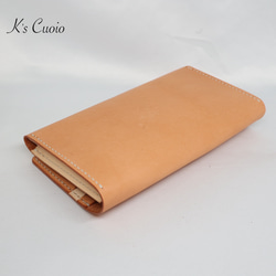 ヌメ革 横長通帳ケース（オレンジ&ナチュラル）【送料無料】 13枚目の画像