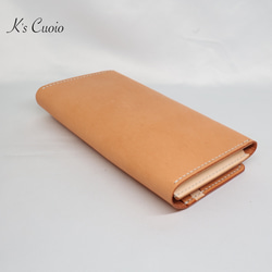 ヌメ革 横長通帳ケース（オレンジ&ナチュラル）【送料無料】 14枚目の画像