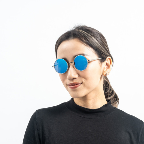 2is OriBサングラス偏光│レトロラウンドフレーム│ブルー反射レンズ