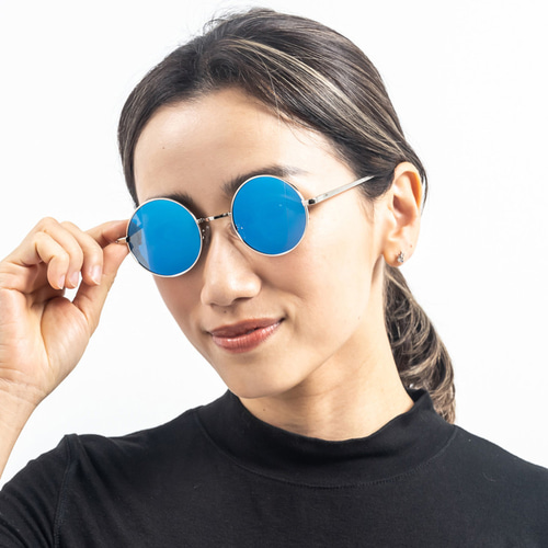 2is OriBサングラス偏光│レトロラウンドフレーム│ブルー反射レンズ