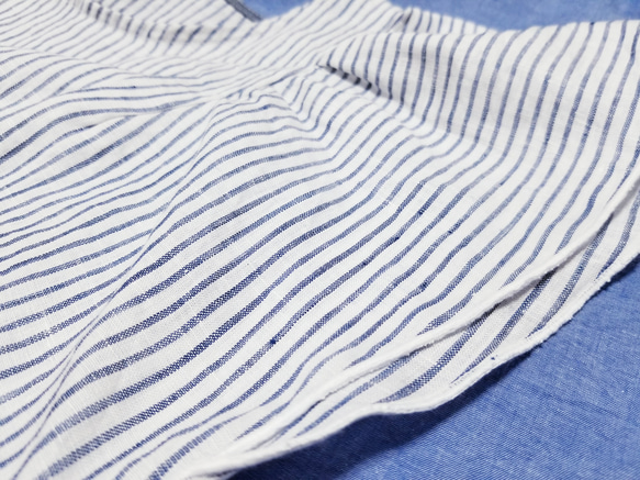 <creema限定>Flaresleeve pullover french linen   bleu raies 5枚目の画像