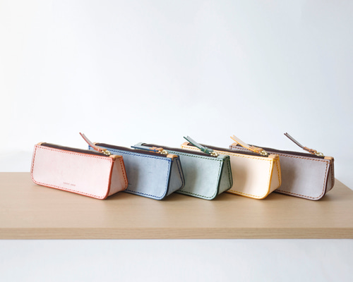 切線派】本革手作りペンケース ファスナー筆箱 プレゼント 三角型 総