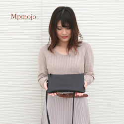 大人の撥水レザーポーチ　サコッシュ　シンプルショルダーバッグ、お財布ポーチNew!! 11枚目の画像