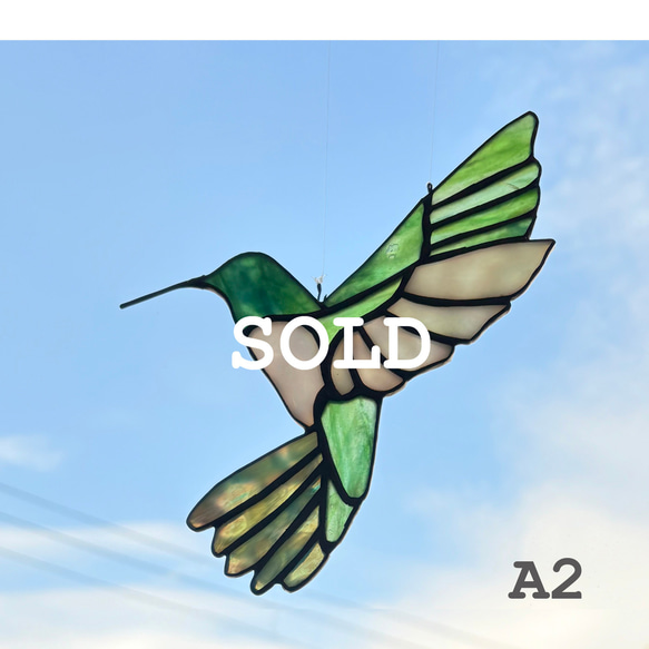 ステンドグラス サンキャッチャー ハチドリ ～Hummingbird～ [２羽セット] 8枚目の画像
