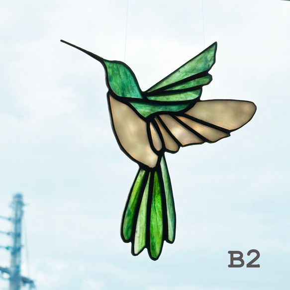 ステンドグラス サンキャッチャー ハチドリ ～Hummingbird～ [２羽セット] 12枚目の画像