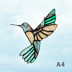 ステンドグラス サンキャッチャー ハチドリ ～Hummingbird～ [２羽セット] 10枚目の画像
