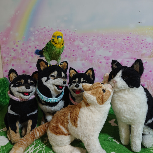 羊毛 フェルト 犬 パグ フレーム 愛犬 犬 オーダー 虹の橋 うち